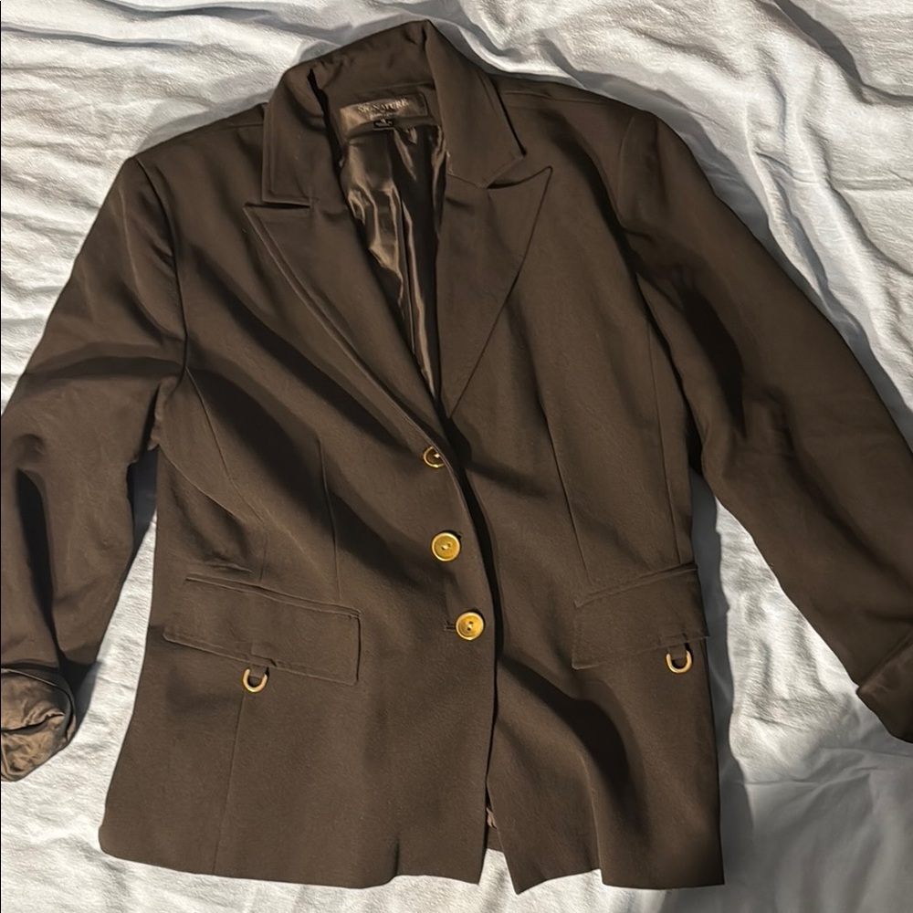 Signature by Larry Levine Brown and Gold Blazer